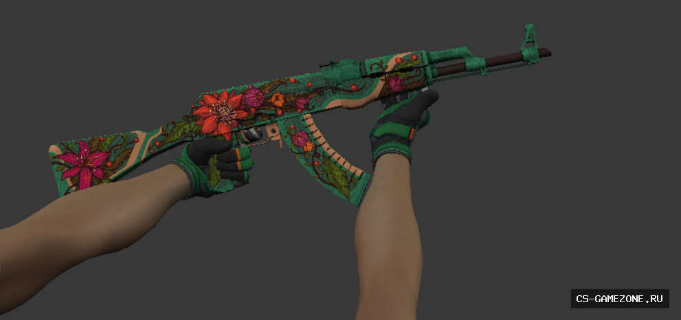 Модель HD AK47 Wild Lotus + Turtle Motogloves для CS 1.6
