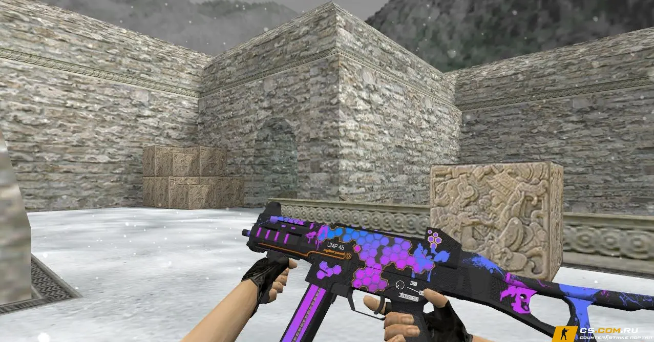 Модель HD UMP-45 «Cyberpunk» с анимацией осмотра для CS 1.6